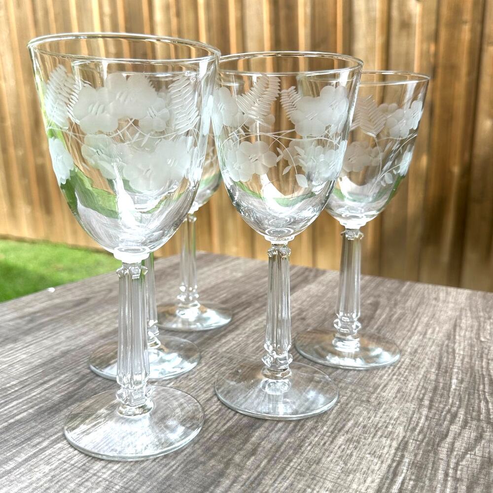 Libbey Crystal Garland Retired Blown Glass Vintage Water Goblets-Set of 6